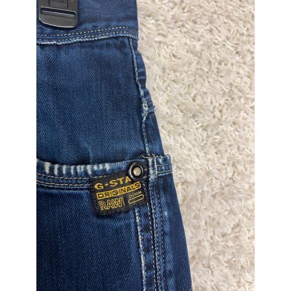 G-Star Raw Jeans Mens 32x32 Blue Distressed Biker Moto Dark Wash Button Fly - Picture 3 of 14